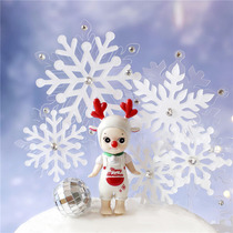 Cake dessert decoration plug-in ornaments Christmas acrylic white silver ice snowflake elk Angel doll