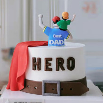 Birthday Cake Decoration Baking plugin DAD Superman swing piece Fathers father and son Soft rubber Dad Fathers Day plugin