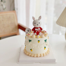 Bake Birthday Cake Resin Money small Rabbit Decorative Swing Piece Red Butterfly Knot Rabbit Cake Decoration Pendulum