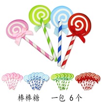 Lollipop birthday cake card cake flag planting cake decoration insert card 6