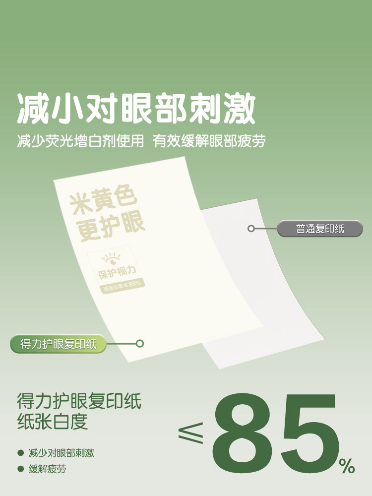 Deli Eye-Protection Paper A4 Paper, Copy Paper, Double-Sided Printing A4 Printing Paper, Student Office Paper, 75g Pure Wood Pulp, Whole Box of 5 Packs, 500 Sheets, Draft Paper, Exam Practice Printing, Kindergarten A4 Paper