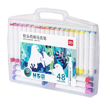 Deli soft-head acrylic marker large-capacity acrylic pen color-impermeable water-based childrens acrylic paintbrush plus volume 12 colors 24 watercolor pens 36-color acrylic marker pen color-impermeable student waterproof hand-painted