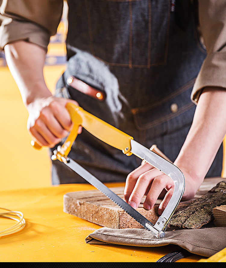 得力工具调节式钢锯架活动弓锯架手工锯带锯条12英寸 DL6008