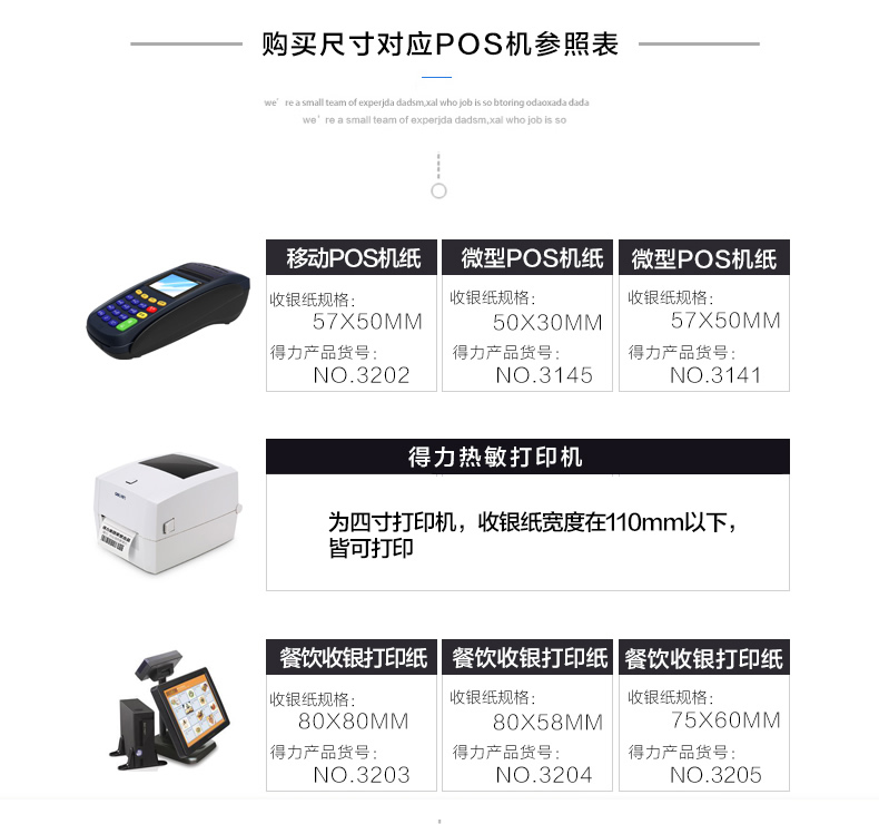 得力3141超市热敏纸收银纸POS机小票纸18米57*50mm 4卷/筒 单筒装