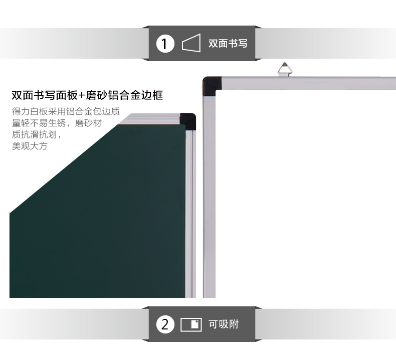 得力7862白板挂式 贴墙磁性办公写字板学生绘画教学黑板会议