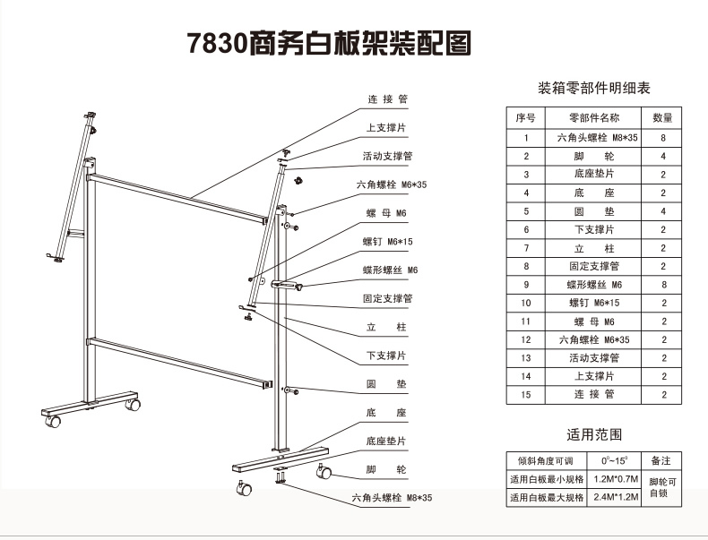 得力7862白板挂式 贴墙磁性办公写字板学生绘画教学黑板会议