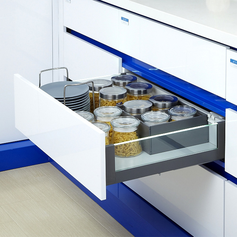 Uniihopper Cubo LED Glass Custom Drawer Track High Drum Damping Cushion Riding a three-section of the bottom rail