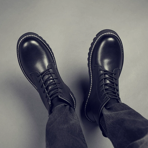 Martens, универсальная высокая обувь в английском стиле для мальчиков, ботинки, сапоги, в британском стиле, большой размер, из натуральной кожи