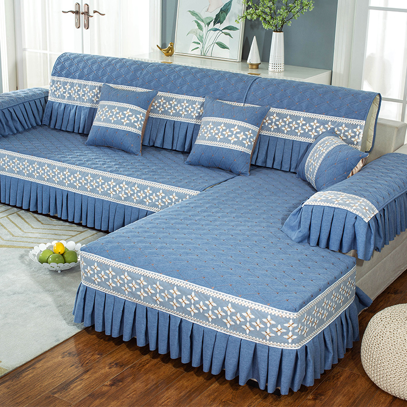 Cotton and linen sofa cushion linen Nordic solid color sofa cover summer four seasons universal non-slip summer home cushion