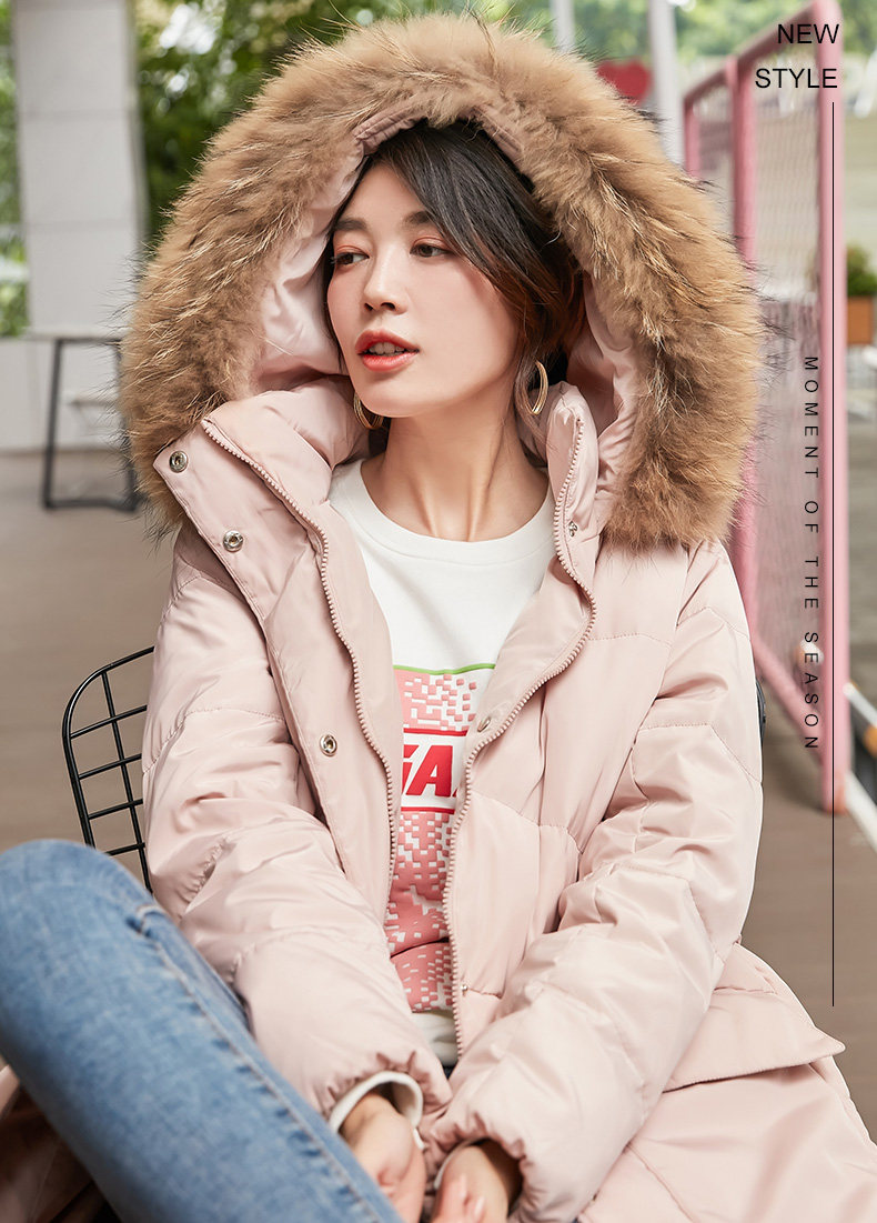 冰洁 女式中长款连帽毛领羽绒服 聚划算双重优惠折后￥269包邮 多色可选