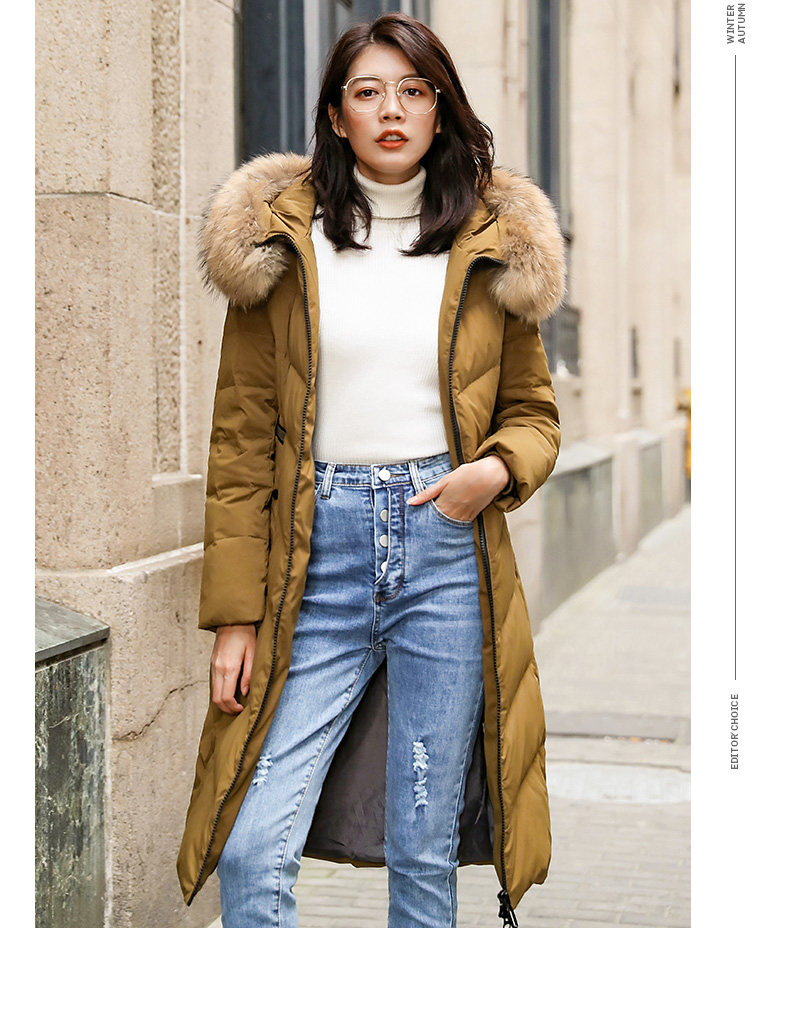 波司登旗下 冰洁 女士中长款 貉毛大领羽绒服 90%白鸭绒 图15