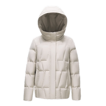 Flying in the Snow 2024 new autumn and winter womens short hooded down jacket fashionable simple compartmentalized warm coffee brown H version