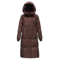 Flying in the Snow 2024 Autumn and Winter New Womens Long Down Jacket with Removable Hat Temperament A-line A-line Style Thick to Keep Out the Cold