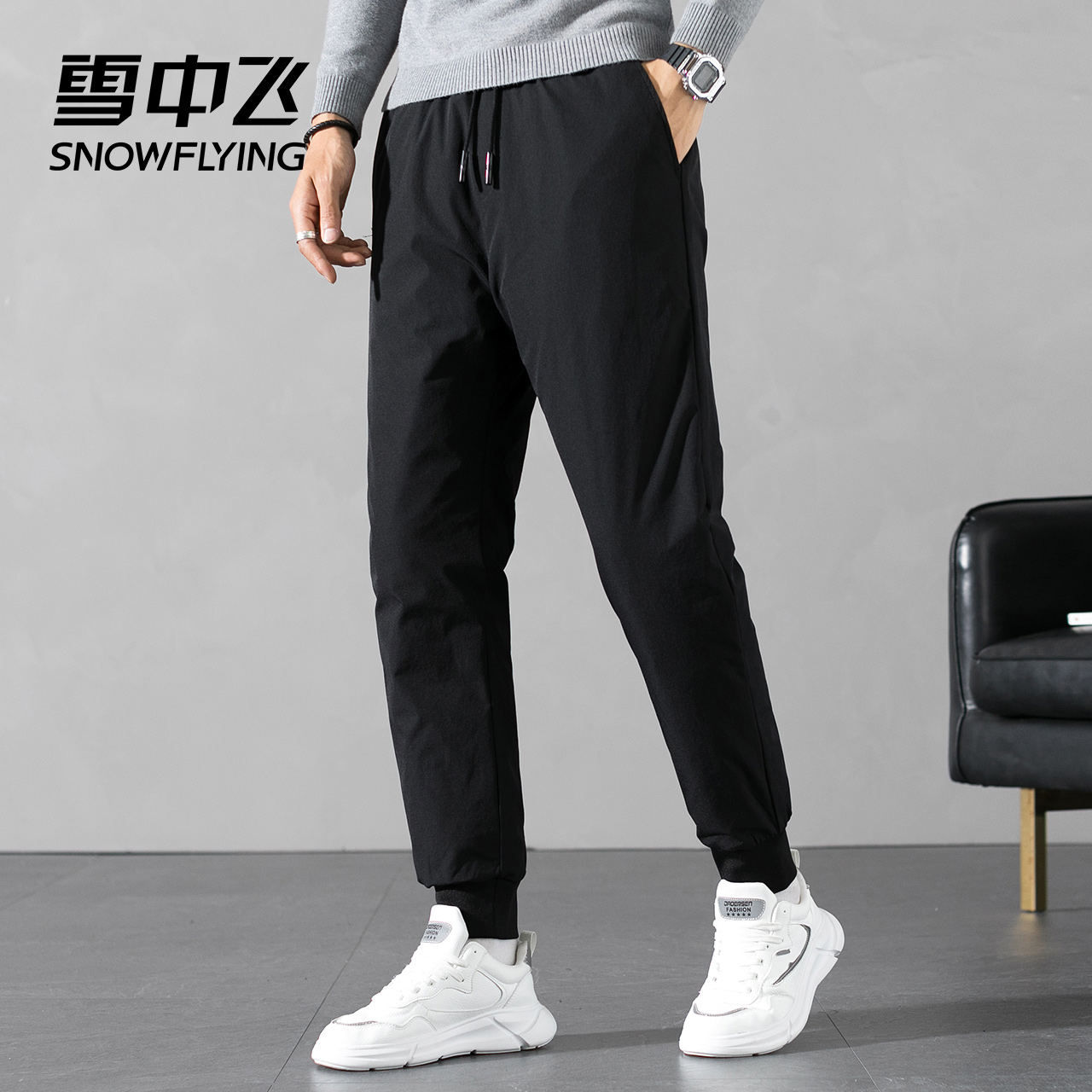 Snow in the fly 2021 autumn winter new down pants men wear pants thick outdoor sports warm casual pants