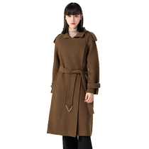 The snow is flying 2024 Spring and autumn new ladies Mao? s coat lacing pure color design feeling high quality temperament double face