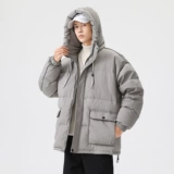 Демисезонный трендовый комфортный пуховик с капюшоном, оверсайз