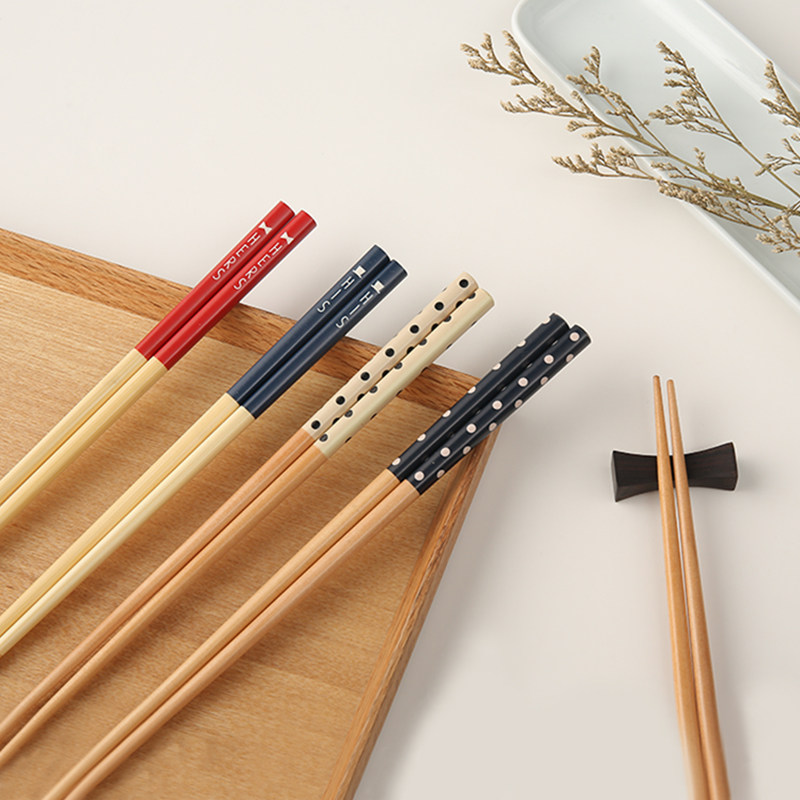 Chopsticks Household Solid Wood Chopsticks Group Home Dress Lovers Cute Creative Cutlery Anti Slip Day Style Fast