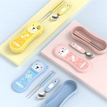 Child Soup Bowl Spoon Portable Chopstick Case Students Cutlery Stainless Steel Cartoon Children Baby Cob Chopsticks Bowl Portable