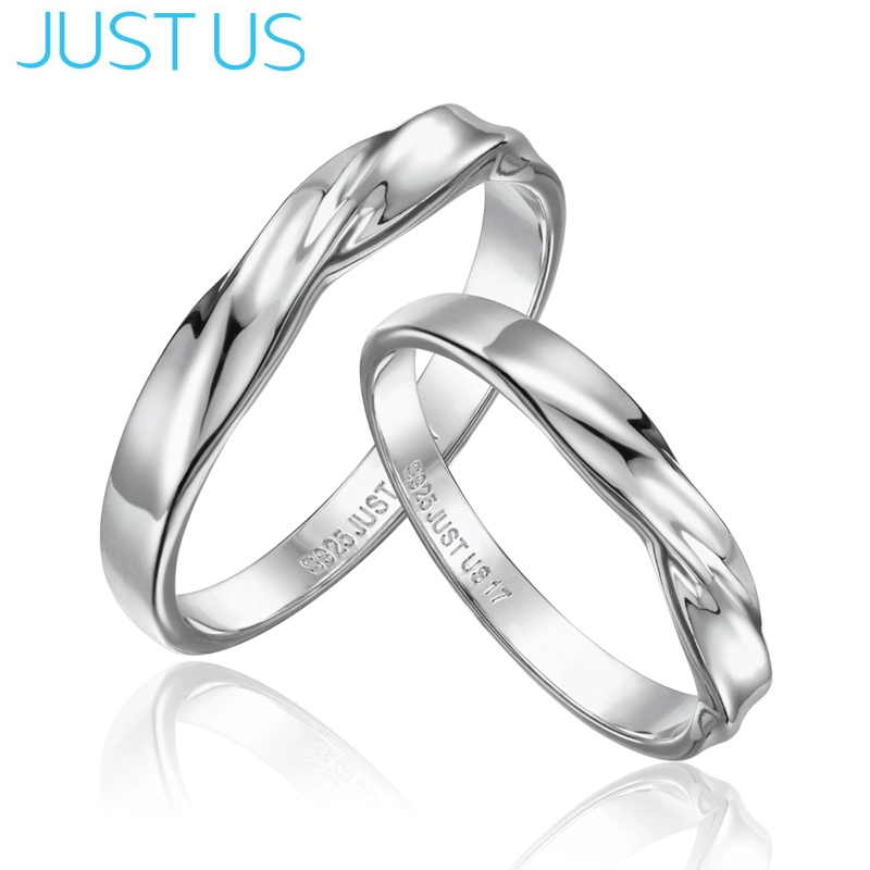 JUSTUS sterling bạc cặp nhẫn nam và nữ trang sức Nhật Bản và Hàn Quốc nhẫn đơn giản rung net nhẫn kim cương đỏ món quà sinh viên - Nhẫn