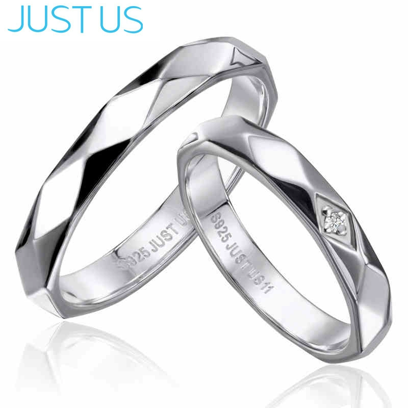 JUSTUS sterling bạc cặp nhẫn nam và nữ trang sức Nhật Bản và Hàn Quốc nhẫn đơn giản rung net nhẫn kim cương đỏ món quà sinh viên - Nhẫn