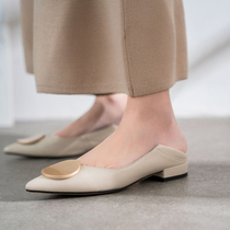 (Twin-Song) Women Shoes Spring Tide Shallow Mouth Sloth Shoes Women 100 Hitch A Foot Pedal Pointed Single Shoes A Pair Of Shoes For Two Shoes