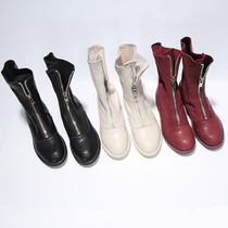 Short Boots Woman Spring Autumn Single Boots 2019 New Ins Net Red Martin Boots Woman Heightening Small Front Zipper Slim Skinny Boots