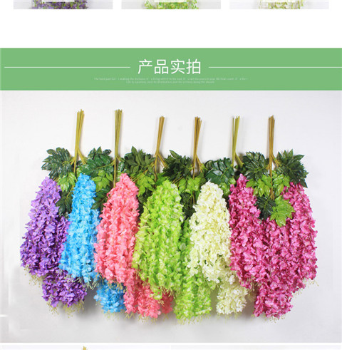 Mô phỏng Hoa Wisteria Mã hóa Cây mây Cây Hoa giả Hoa tím Nhựa Trang trí nội thất đám cưới Trần hoa - Hoa nhân tạo / Cây / Trái cây cây giả trang trí