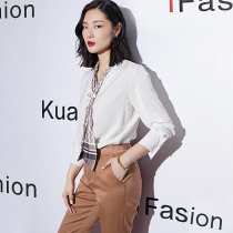 White shirt woman design feeling small crowd 2022 Spring new long sleeve professional temperament foreign air V collar shirt blouse