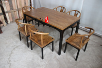 Old elm dining table and chair Solid wood chair Modern Chinese imported dining table Vintage white ash simple living room North Elm furniture