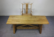 All solid wood Elm study office Simple office desk and chair combination Chinese household painting calligraphy writing desk