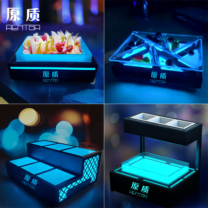 Bar ktv special fruit tray small eating snack fruit parquet LED Creative charging multilayer luminous fruit tray