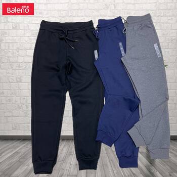 Baleno Men's Knit Pants Autumn and Winter New Drawstring Sweatpants Black Casual Pants Jogger Sports Long Pants