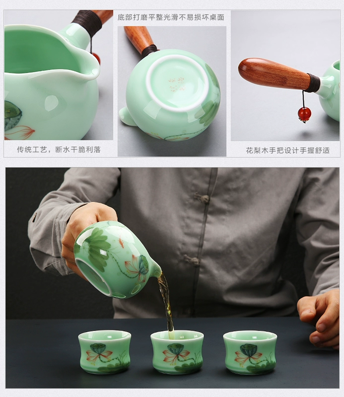 bộ bình trà 0.7 l jasmine Cảnh Đức Trấn Tay Trà Bộ Hộ Gia Đình Sen Gốm Kung Fu Trà Đạo Bộ Hoàn Chỉnh Bên Nồi Ấm Trà Trà trà Rửa bộ ấm trà in logo ấm tích pha trà