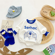 Baby Spring Autumn Long Sleeve Triangle Khaclothes Men And Women Baby Cuddling Clothes Super Cute Bag Fart Conjoined Clothes Climbing Clothes