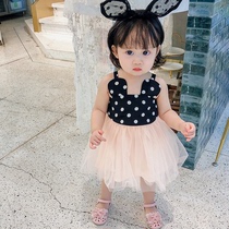 Baby Liondress Summer female baby sleeveless vest Skirt Princess Skirt Summer Girl Fluffy Skirt Harness Mesh Dress