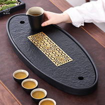 Oval extra large ceramic water storage chassis home Wujin Stone tea table modern simple water storage dry bubble table drainage tray