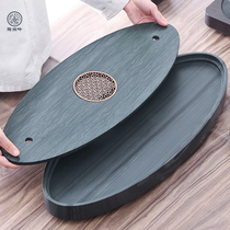 Simple household wood grain Stone ask Moon tea tray Chinese water storage type drainage tea table Wujin Stone household Tea Sea tray
