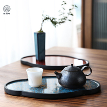 Large paint dry bubble plate Chinese style simple small tea table dry bubble plate natural paint handmade tea tray