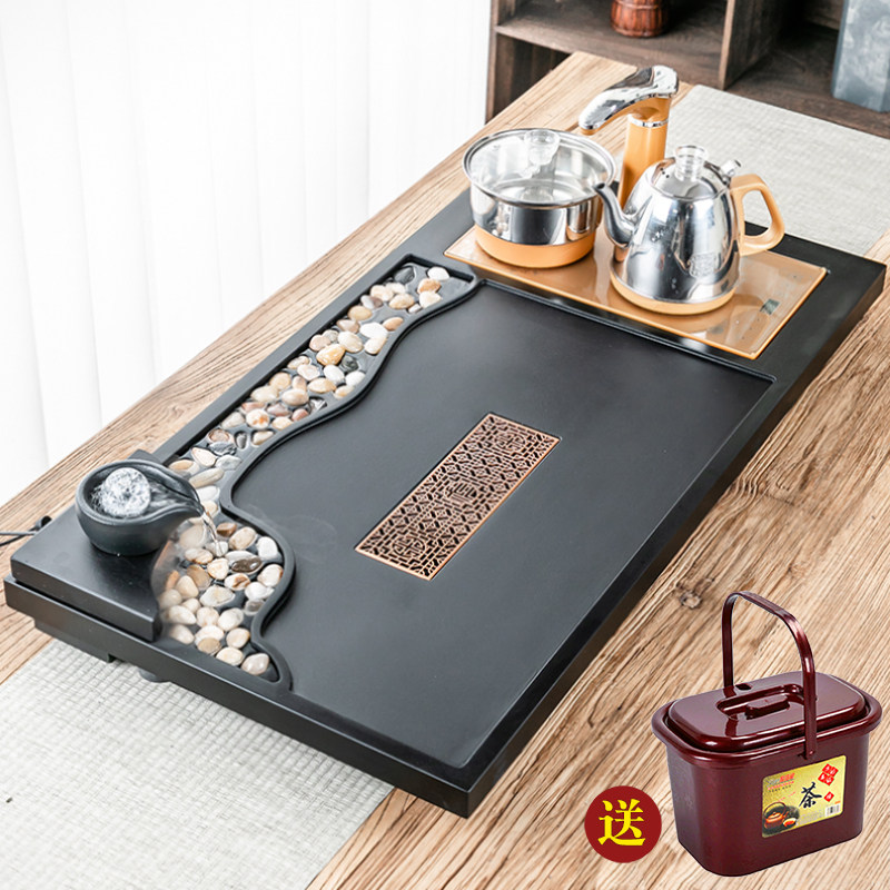 Atomized water whole natural Wujin stone tea tray Kungfu tea set business office household drainage tea table