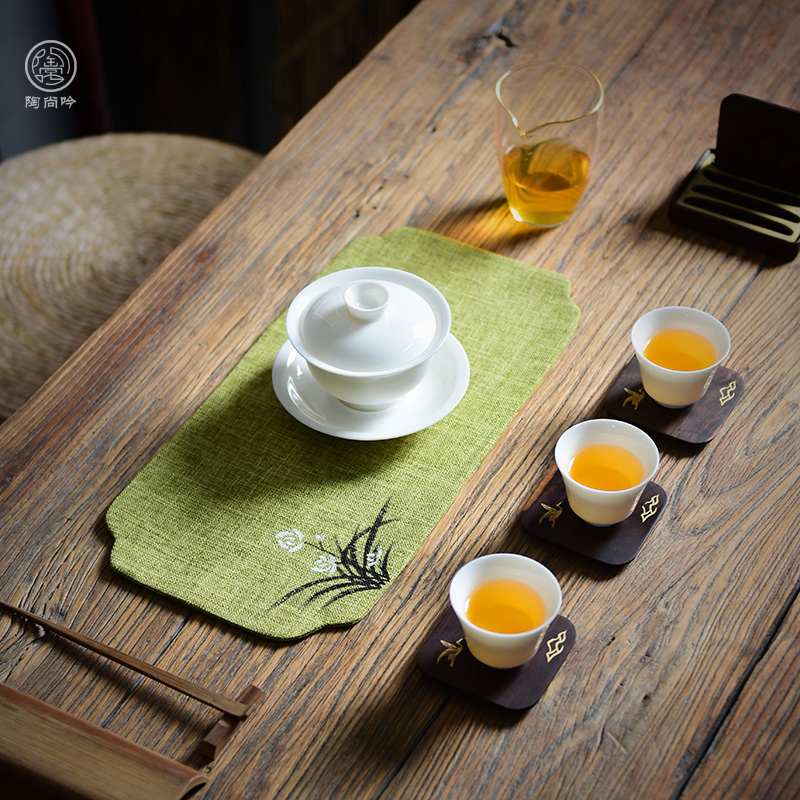 Tao Shangyin tea mat Sesame Cloth Zen tea tray Tea tray Tea table Mat Table Flag Tea Art Tea Mat Tea Art Tea Cup Mat