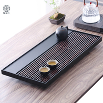 Floating copper wearing solid wood natural Wujin Stone tea tray household Stone tea table living room tray simple office home