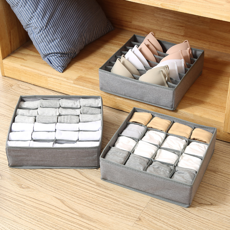 Underwear storage box women's home drawer bra socks storage plaid underwear finishing box fabric without cover