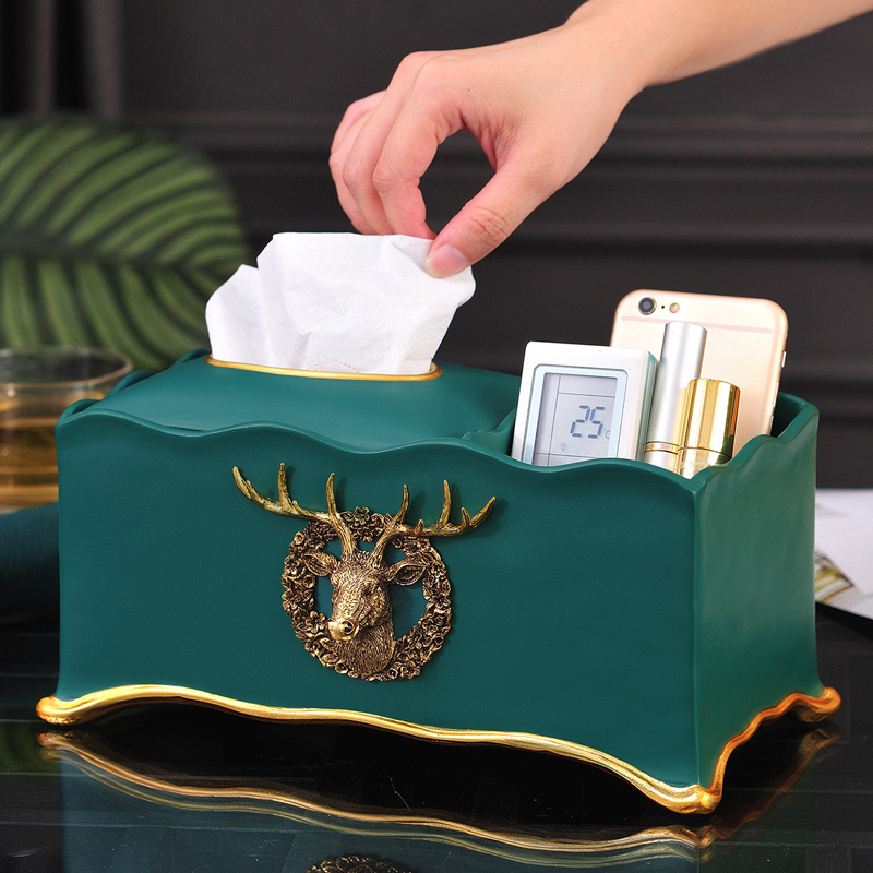 American Napkin Box Creative Toilet Paper Box Multifunctional Tissue Box Living Room Coffee Table Remote Control Storage Box Light Luxury European Style
