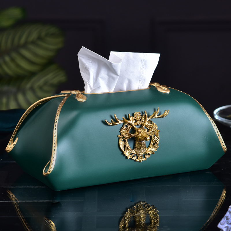 American light luxury creative tissue box ornaments draw paper box living room new Chinese style home high-end dining table napkin box