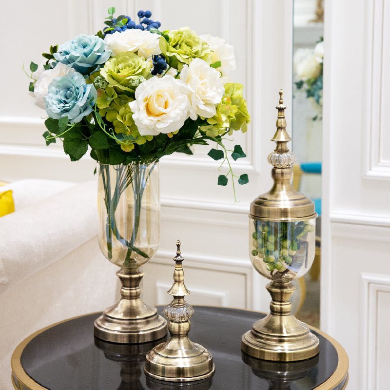 Eurostyle Vase Pendulum pieces Living room Flower Arrangement Glass Home Decorative Goods Modern Table Creativity Furnishing TV Cabinet American