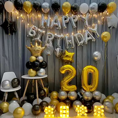 Happy birthday party boys and girls boys scene layout background wall balloon children's year theme decorations