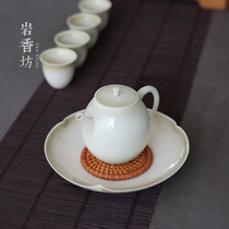 Rock Shangfang Grass Wood Grey Glazed Teapot Single Pot small pottery pot Easy Gongfu Tea Single tea maker