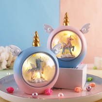 Nordic Unicorn Small Nightlight Trinket Ornaments Swing Pieces Inwind Creativity Cute Bedroom Teenage Hearts Decorate Room Table