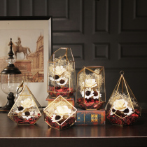 Nordic decorative ornaments modern minimalist geometric glass cover flower room creative home accessories living room soft handicrafts