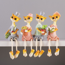 Cat living room small ornaments handicrafts home decorations room wine cabinet living room furnishings small creative hanging doll